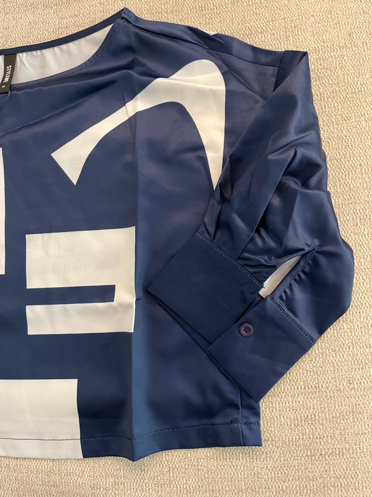 Stylewe Navy Satin-Look Blouse With White Accent — image 3 of 6
